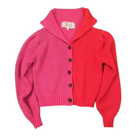 Pink Martini Sweaters - PINK MARTINI - Two-Toned Knit Sweater - Red/Pink - XXS